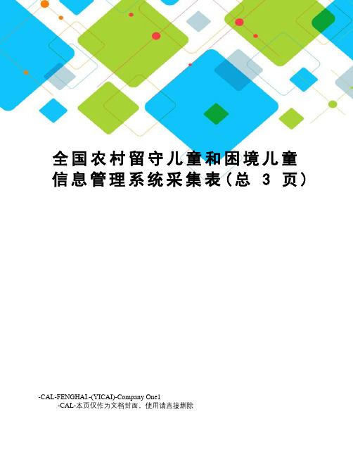 全国农村留守儿童和困境儿童信息管理系统采集表