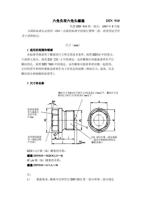 DIN910六角螺塞