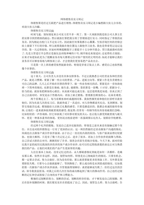 网络销售员实习周记