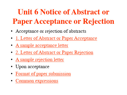 学术英语写作Unit-6-Notice-of-Abstract-or-Paper-Acceptanc