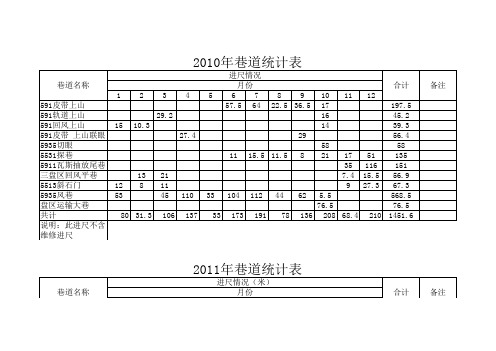 xxxx年原煤产量、掘进进尺统计表.xls