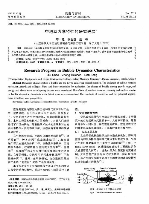 空泡动力学特性的研究进展