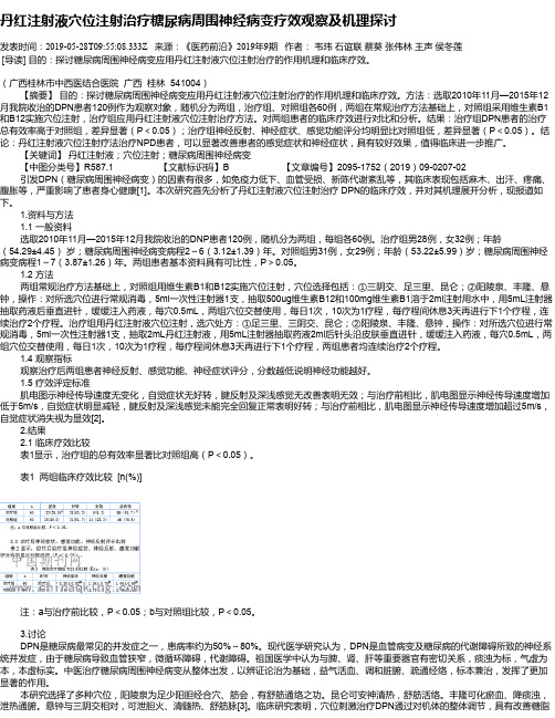 丹红注射液穴位注射治疗糖尿病周围神经病变疗效观察及机理探讨