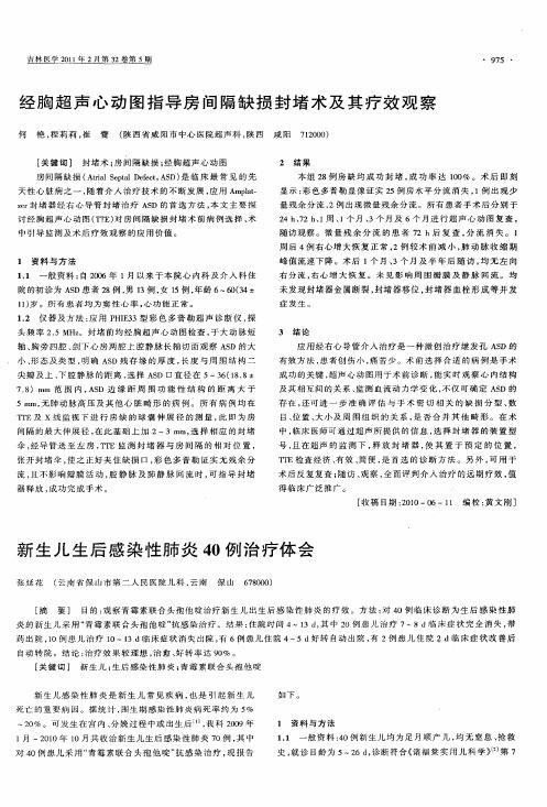 新生儿生后感染性肺炎40例治疗体会