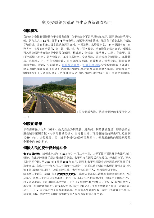 家乡安徽铜陵革命与建设成就调查报告