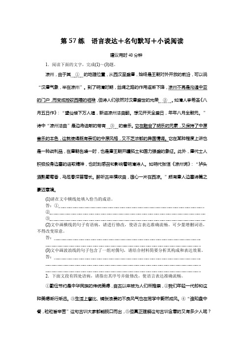 新高考语文 复习练习试卷 第57练