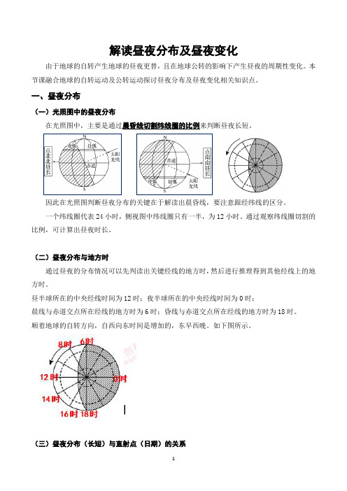 高考地理二轮复习思维导图之 解读昼夜分布及昼夜变化