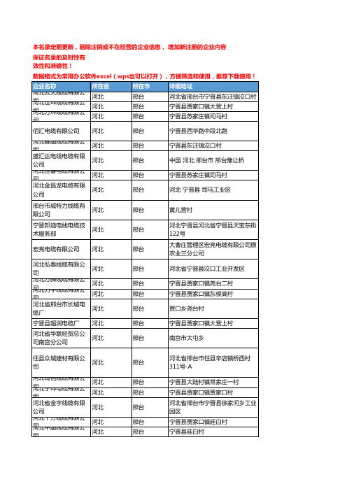 2020新版河北邢台电力电缆企业公司名录名单黄页联系方式大全109家