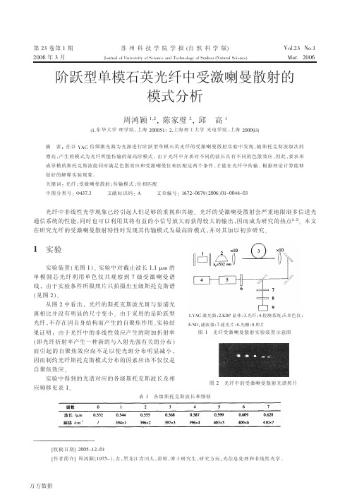 阶跃型单模石英光纤中受激喇曼散射的模式分析