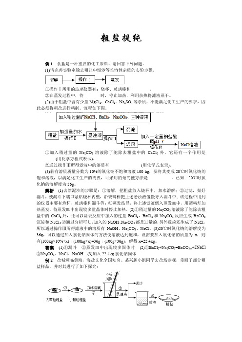 2020年中考化学专题复习热点题型解读：11粗盐提纯