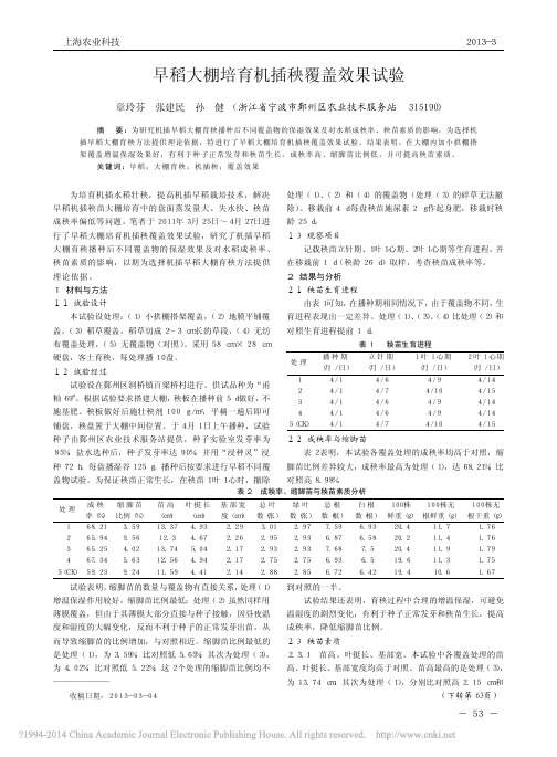 早稻大棚培育机插秧覆盖效果试验