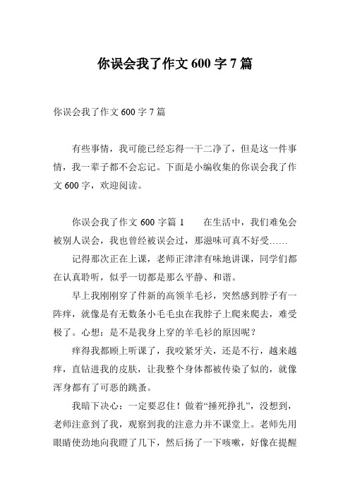 你误会我了作文600字7篇