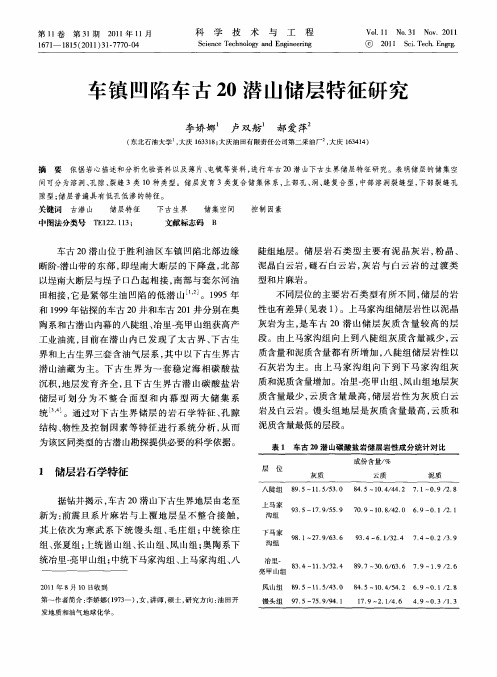 车镇凹陷车古20潜山储层特征研究