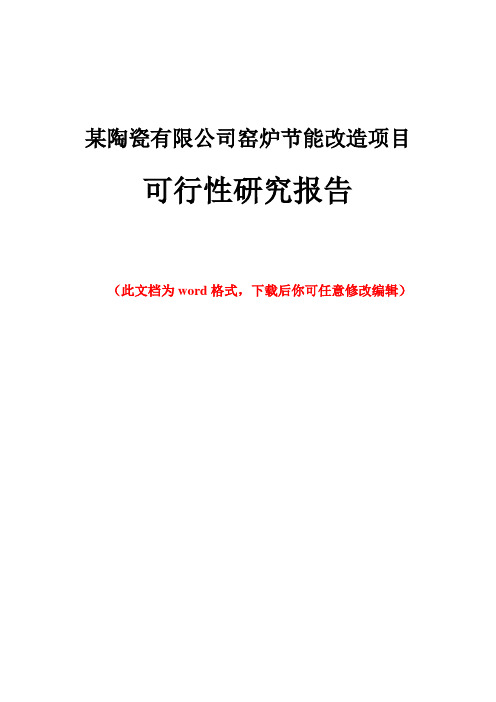 某陶瓷有限公司窑炉节能改造项目可行性研究报告