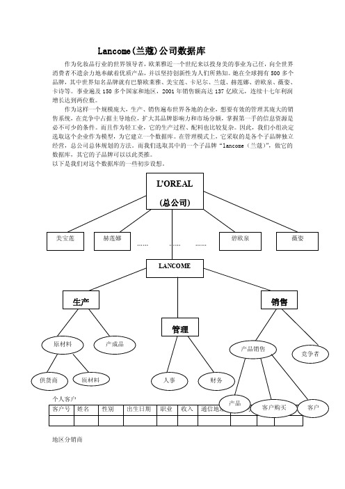 Lancome（兰蔻）公司数据库--（doc文档）