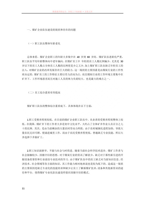 关于煤矿企业专业化队伍建设意义的分析与探索