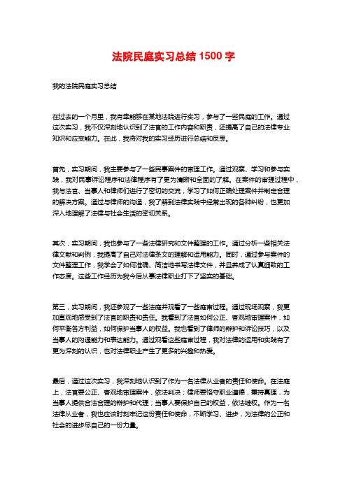 法院民庭实习总结