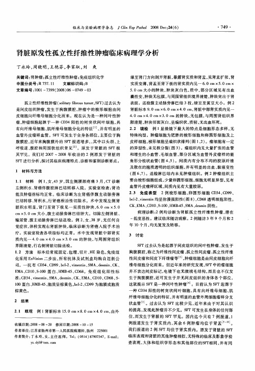 肾脏原发性孤立性纤维性肿瘤临床病理学分析