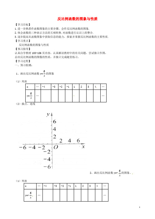 河南省濮阳市第六中学八级数学下册.反比例函数的图象与性质学案(无答案)鲁教版五四制-课件