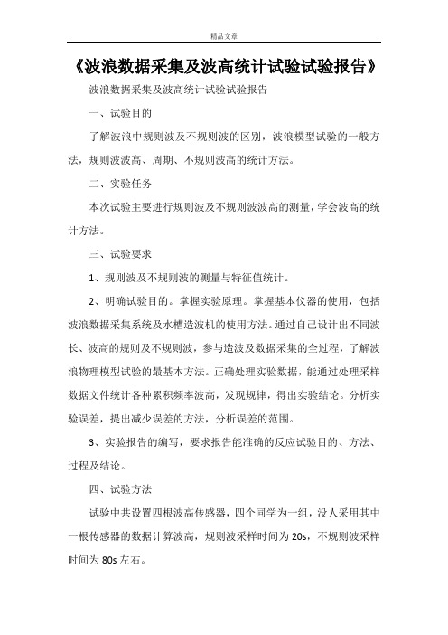 《波浪数据采集及波高统计试验试验报告》