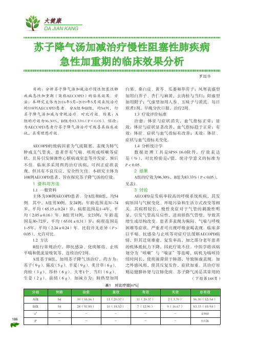 苏子降气汤加减治疗慢性阻塞性肺疾病急性加重期的临床效果分析