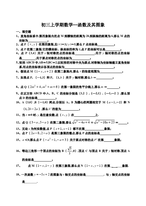 初三上学期数学--函数及其图象