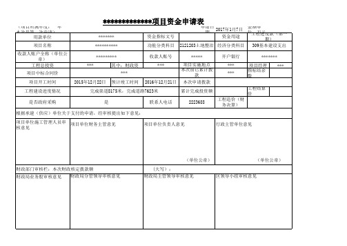 财政项目资金申请表