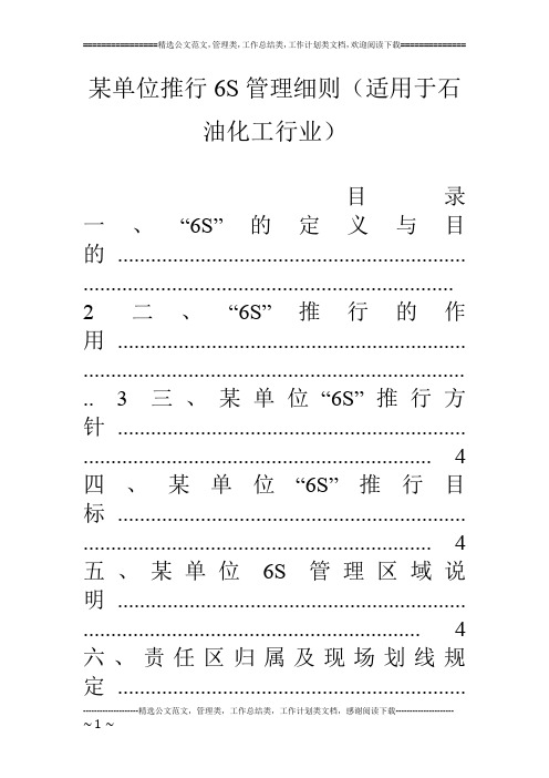 某单位推行6S管理细则(适用于石油化工行业)