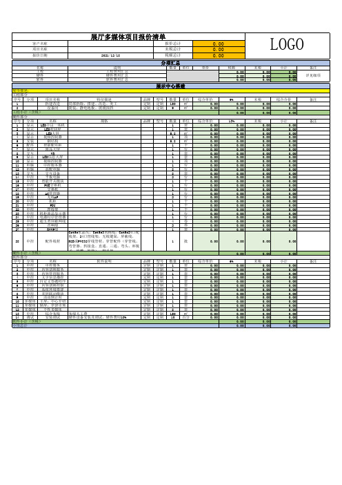 展厅多媒体项目报价清单