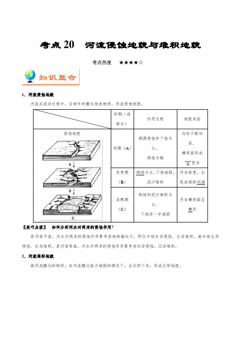 2020年高考地理考点精析 考点20 河流侵蚀地貌与堆积地貌