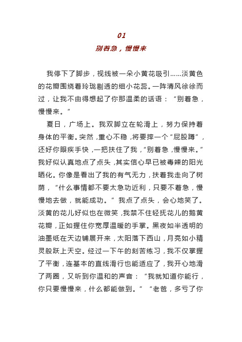 初中语文中考满分作文：《别着急,慢慢来》(范文3篇,可打印)