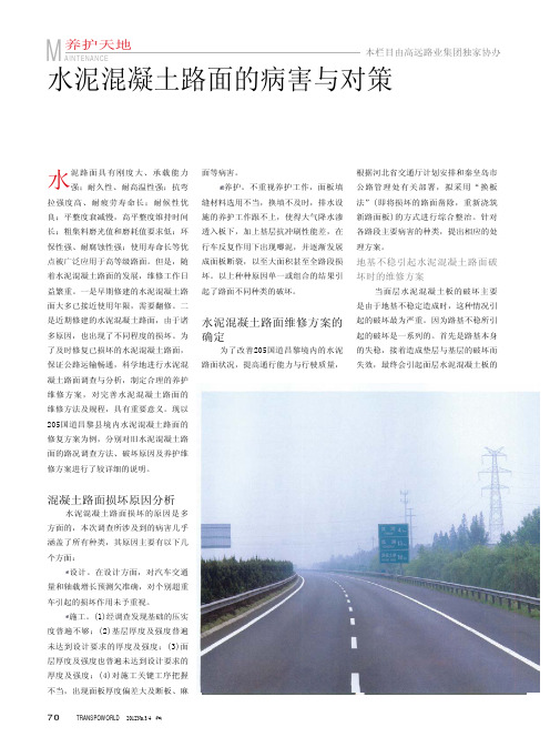 水泥混凝土路面的病害与对策