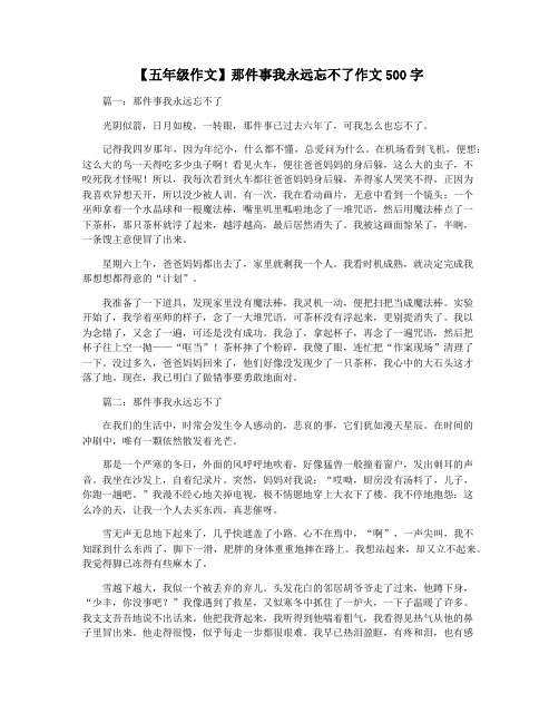 【五年级作文】那件事我永远忘不了作文500字