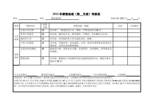 销售助理考核表