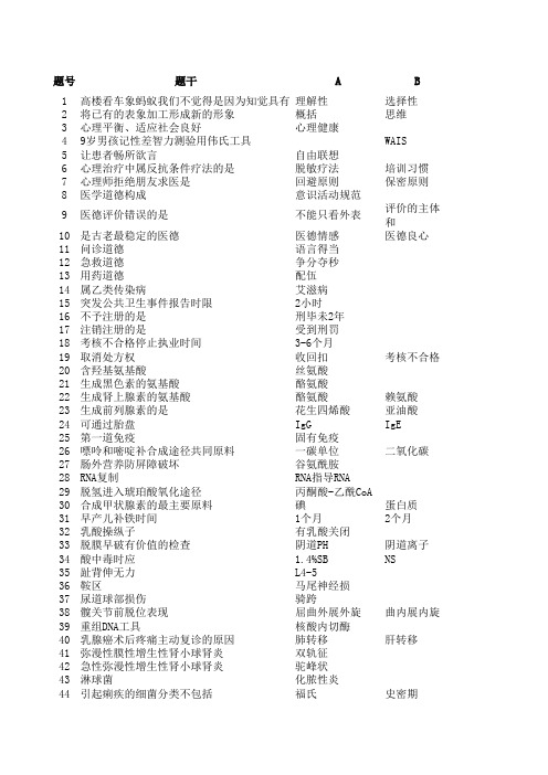 2010临床医考部分题目及答案