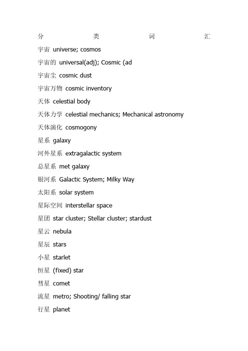托福听力分类词汇