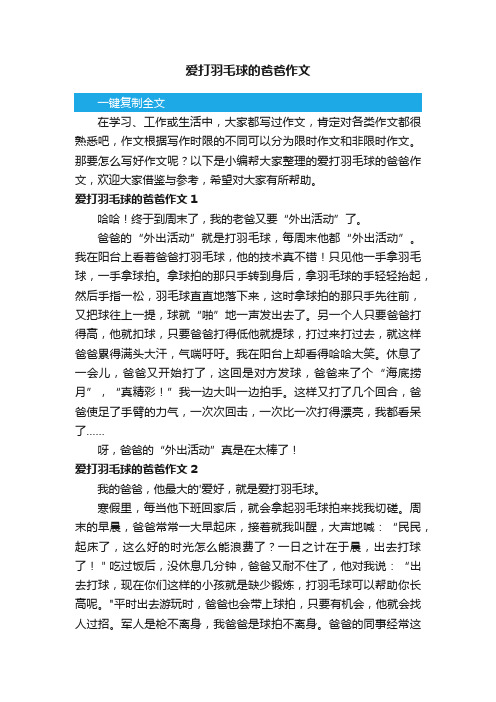 爱打羽毛球的爸爸作文