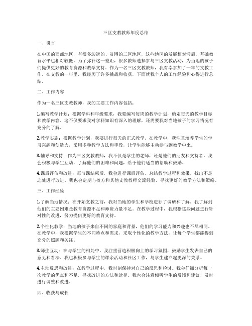 三区支教教师年度总结