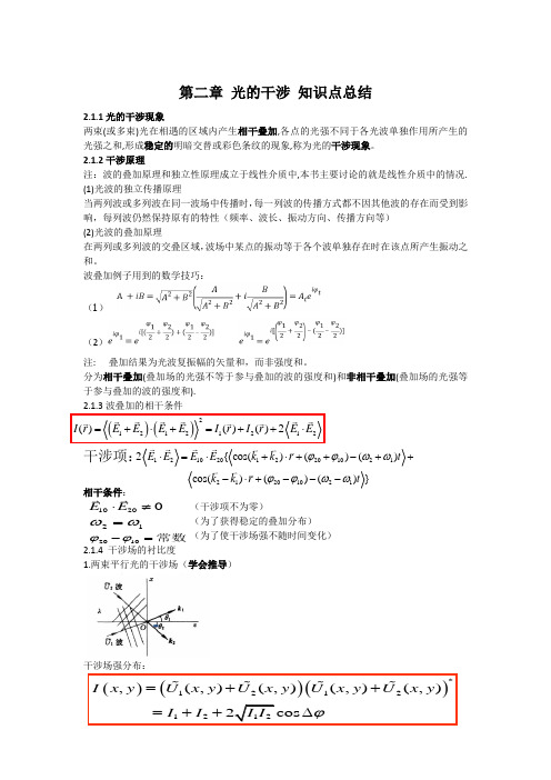 光的干涉 知识点总结