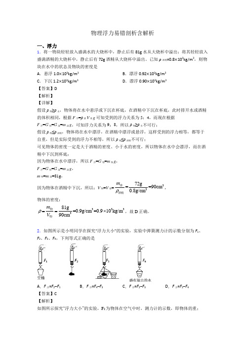 物理浮力易错剖析含解析