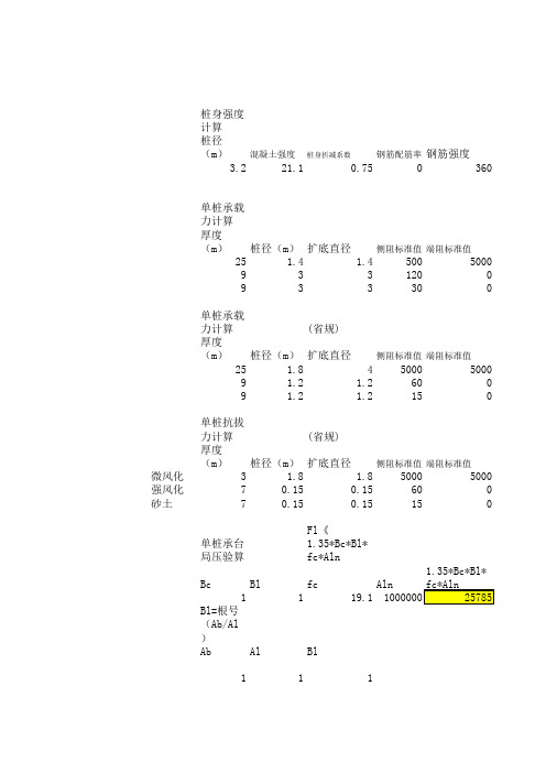 【桩基础计算】灌注桩单桩承载力计算表格