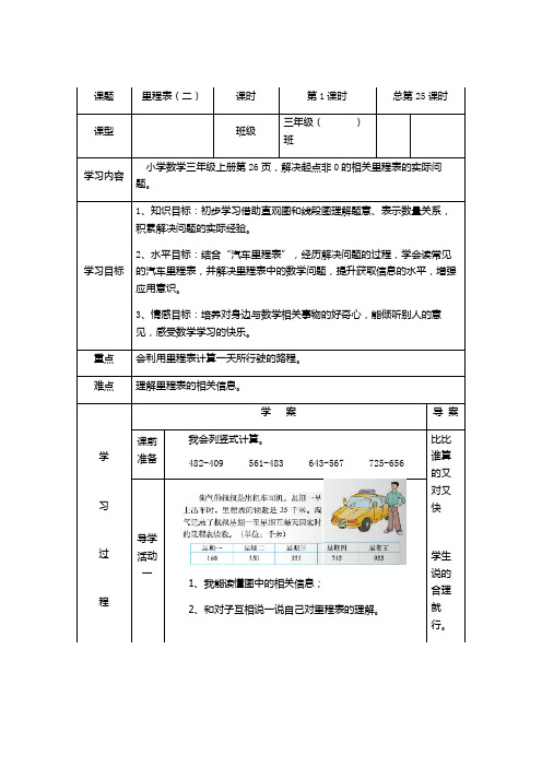 北师大2011版数学三年级上《三 加与减 里程表(二)》教学设计_2