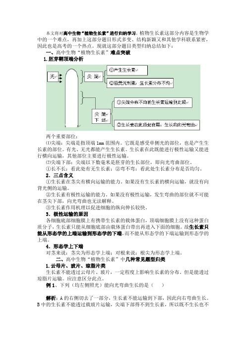 高中生物植物生长素难点突破