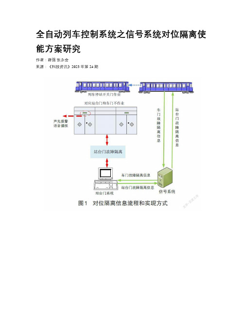 全自动列车控制系统之信号系统对位隔离使能方案研究