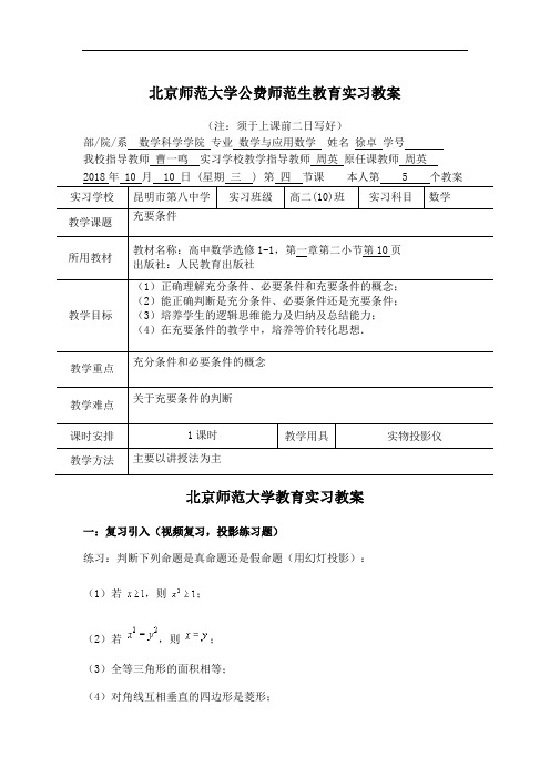 北京师范大学公费师范生教育实习教案