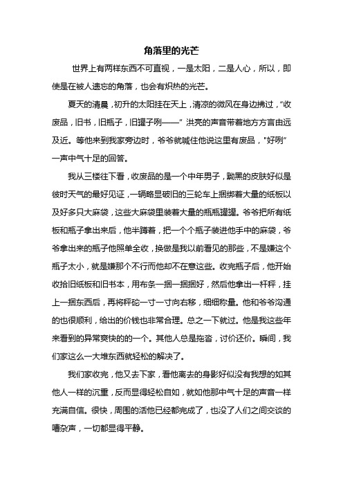 初三作文:角落里的光芒作文600字