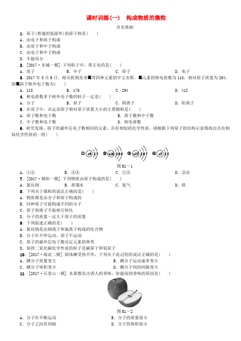 2018年中考化学基础复习课时训练一构成物质的微粒练习5