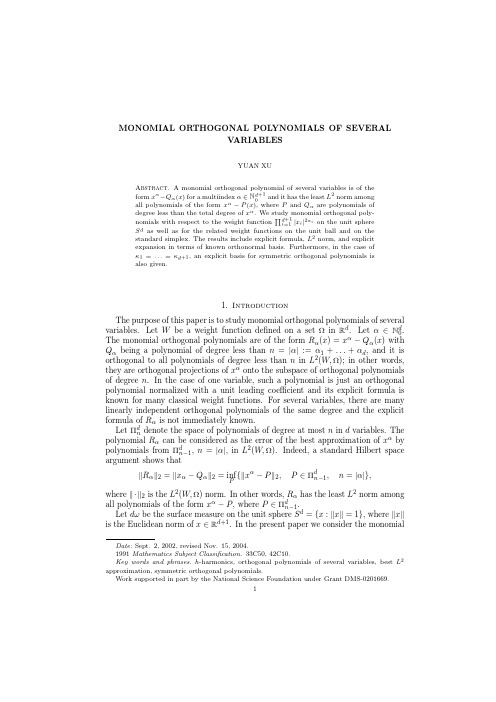 Monomial orthogonal polynomials of several variables