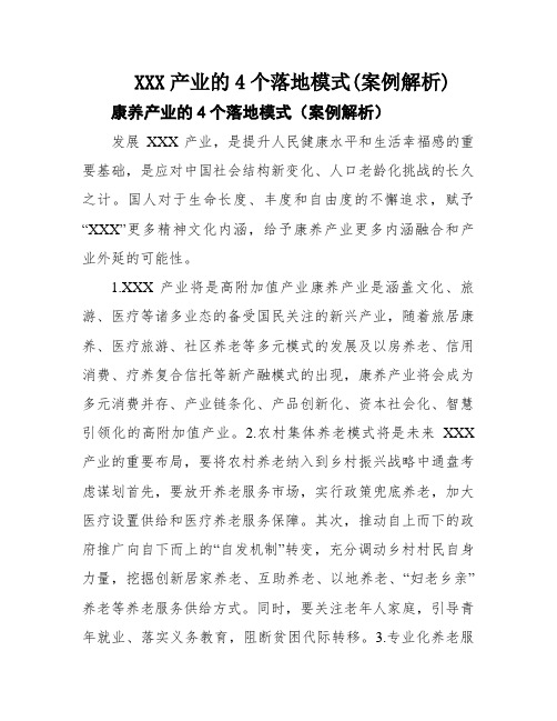 XXX产业的4个落地模式(案例解析)