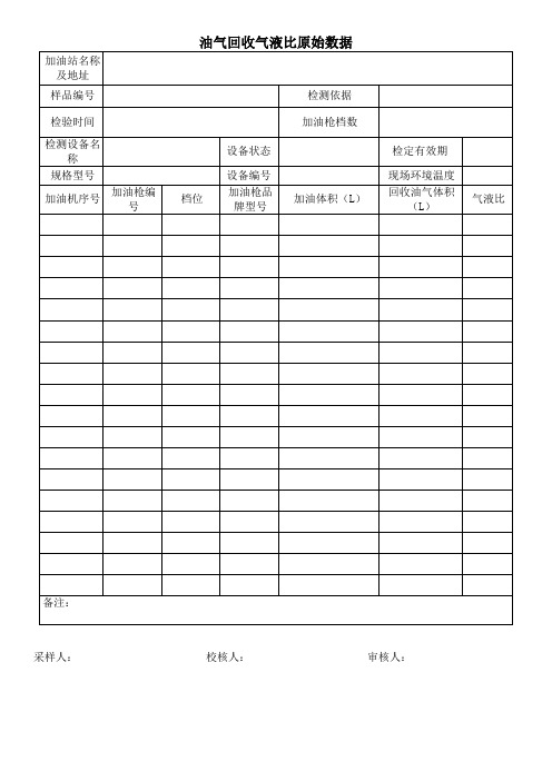 油气回收气液比原始数据